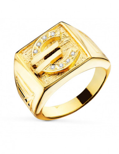 18K SELLO ORO AMARILLO CABALLERO EURO...