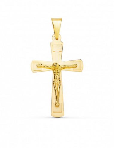 18K CRUZ ORO AMARILLO BRILLO Y MATE...