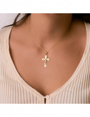 18K CRUZ ORO AMARILLO BRILLO Y MATE...