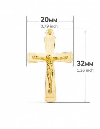 18K CRUZ ORO AMARILLO BRILLO Y MATE...