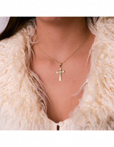 18K CRUZ ORO AMARILLO BRILLO Y MATE...