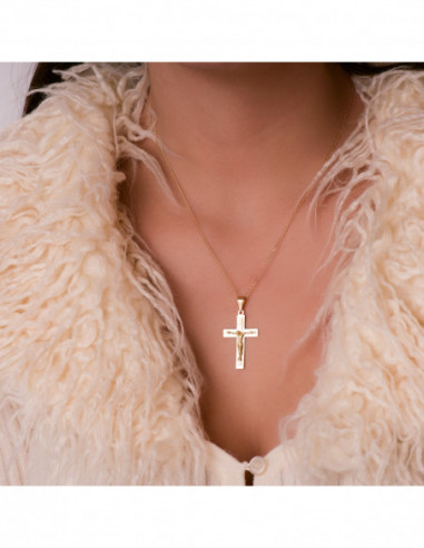 18K CRUZ ORO AMARILLO BRILLO Y MATE...