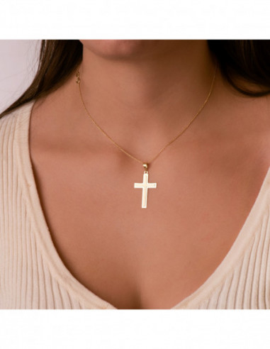 18K CRUZ ORO AMARILLO BRILLO Y MATE...