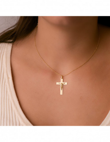 18K CRUZ ORO AMARILLO CON CRISTO...