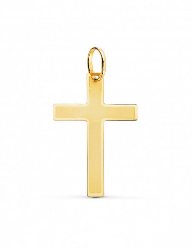 18K CRUZ ORO AMARILLO BRILLO Y MATE...