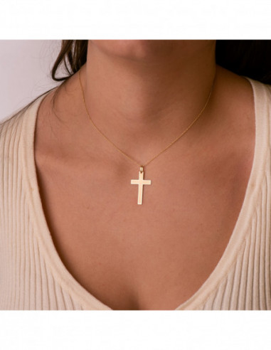 18K CRUZ ORO AMARILLO BRILLO Y MATE...