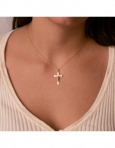 18K CRUZ ORO AMARILLO CON CRISTO...