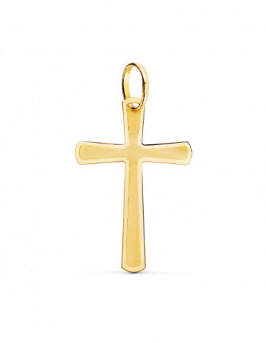 18K CRUZ ORO AMARILLO BRILLO Y MATE...