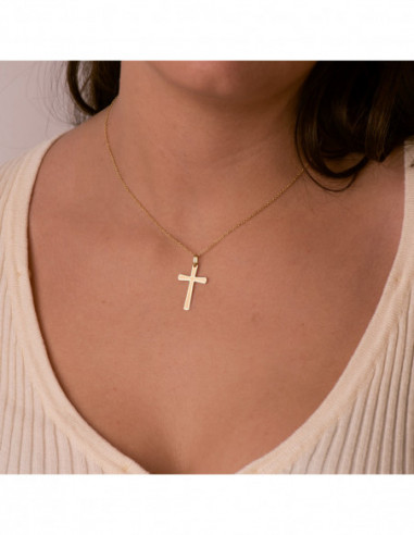 18K CRUZ ORO AMARILLO BRILLO Y MATE...