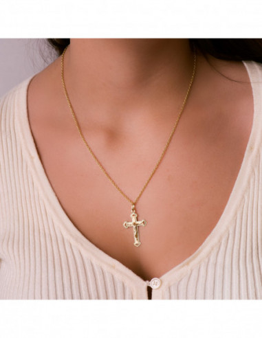 18K CRUZ ORO AMARILLO CON CRISTO...