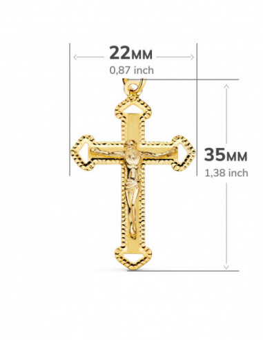 18K CRUZ ORO AMARILLO CON CRISTO...