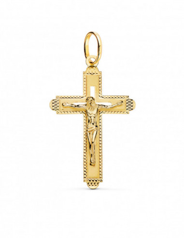 18K CRUZ ORO AMARILLO CON CRISTO...