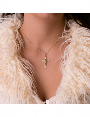 18K CRUZ ORO AMARILLO CON CRISTO...