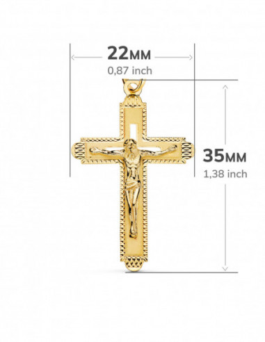 18K CRUZ ORO AMARILLO CON CRISTO...
