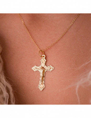 18K CRUZ ORO AMARILLO CON CRISTO...