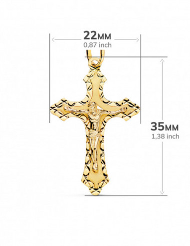 18K CRUZ ORO AMARILLO CON CRISTO...