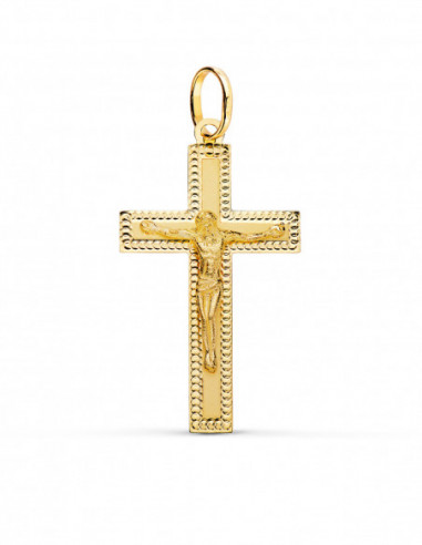 18K CRUZ ORO AMARILLO CON CRISTO...