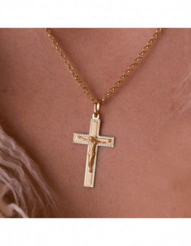 18K CRUZ ORO AMARILLO CON CRISTO...