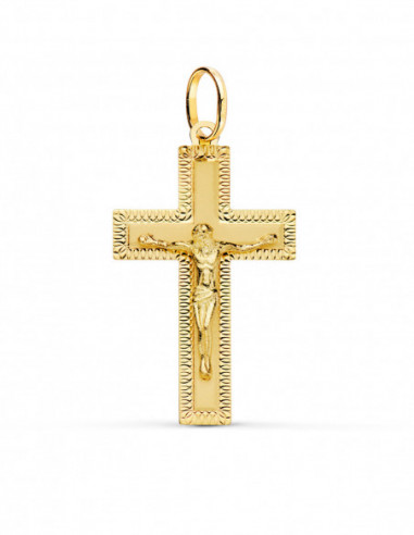 18K CRUZ ORO AMARILLO CON CRISTO...