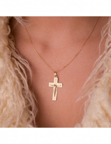 18K CRUZ ORO AMARILLO CON CRISTO...