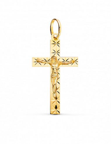 18K CRUZ ORO AMARILLO CON CRISTO...