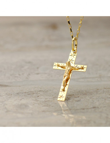 18K CRUZ ORO AMARILLO CON CRISTO...