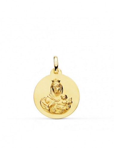 18K MEDALLA VIRGEN DEL CARMEN LISA 16 MM
