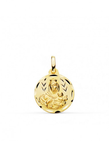 18K MEDALLA TALLADA VIRGEN DEL CARMEN...