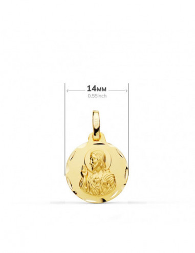 18K ESCAPULARIO TALLADO VIRGEN DEL...