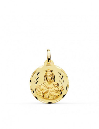 18K ESCAPULARIO TALLADO VIRGEN DEL...