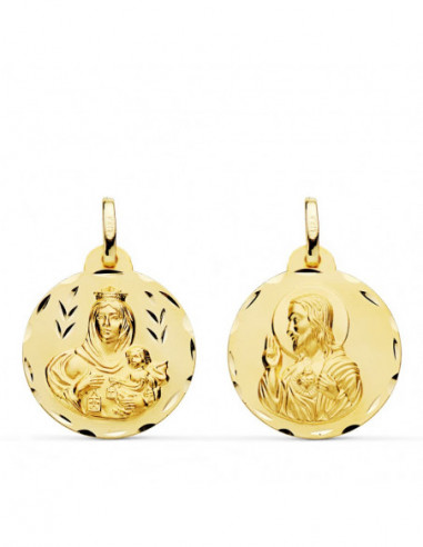 18K ESCAPULARIO TALLADO VIRGEN DEL...