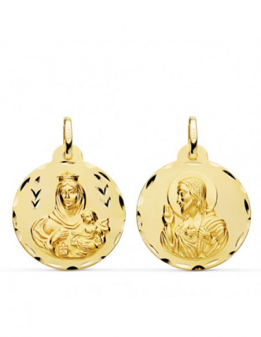 18K ESCAPULARIO TALLADO VIRGEN DEL...
