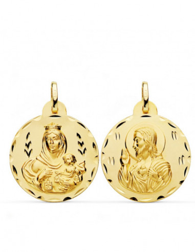 18K ESCAPULARIO TALLADO VIRGEN DEL...