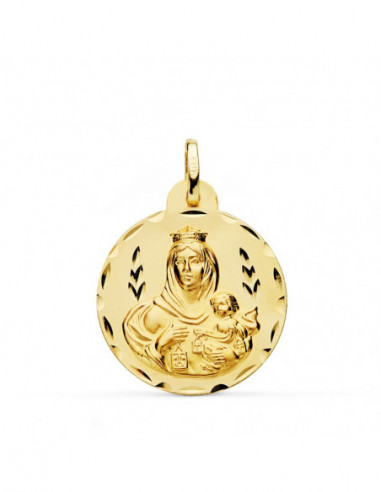 18K ESCAPULARIO TALLADO VIRGEN DEL...