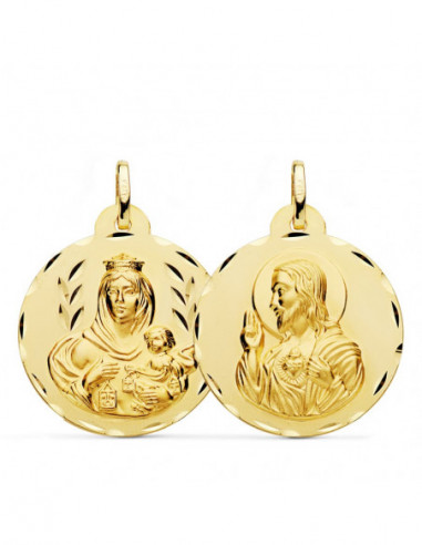 18K ESCAPULARIO TALLADO VIRGEN DEL...