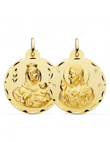 18K ESCAPULARIO TALLADO VIRGEN DEL...