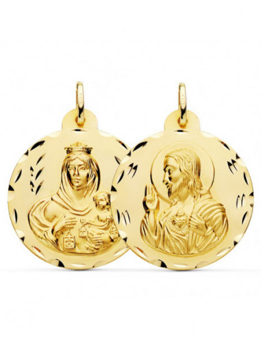 18K ESCAPULARIO TALLADO VIRGEN DEL...