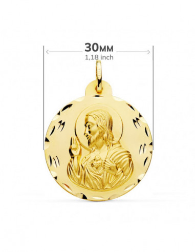 18K ESCAPULARIO TALLADO VIRGEN DEL...