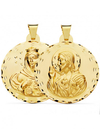 18K ESCAPULARIO TALLADO VIRGEN DEL...