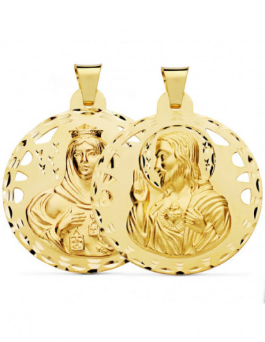 18K ESCAPULARIO CALADO TALLADO VIRGEN...