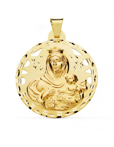 18K ESCAPULARIO CALADO TALLADO VIRGEN...