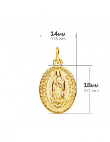 18K MEDALLA VIRGEN DE GUADALUPE OVAL...
