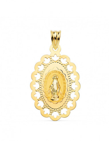 18K MEDALLA VIRGEN MILAGROSA CERCO...