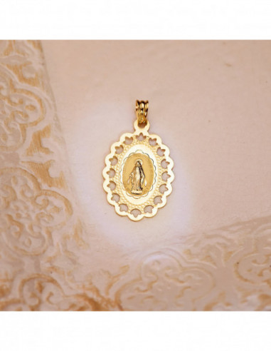 18K MEDALLA VIRGEN MILAGROSA CERCO...