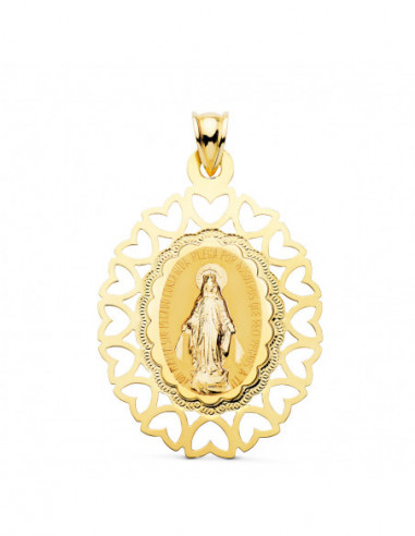 18K MEDALLA VIRGEN MILAGROSA OVAL...