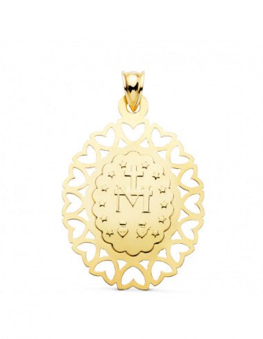 18K MEDALLA VIRGEN MILAGROSA OVAL...