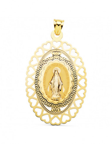 18K MEDALLA VIRGEN MILAGROSA OVAL...