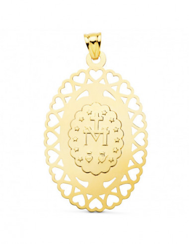 18K MEDALLA VIRGEN MILAGROSA OVAL...