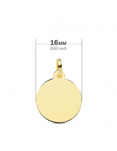 18K CHAPA DISCO LISO EN BRILLO 16 MM