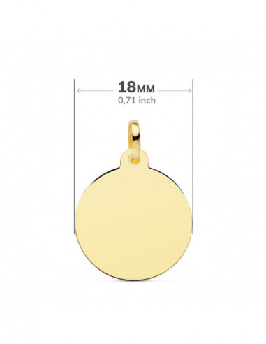 18K CHAPA DISCO LISO BRILLO 18 MM